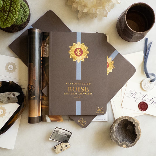The Scout Guide Boise Volume 7, brown cover with light blue stripe, gold foil title and TSG Medallion logo