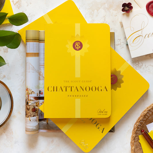 The Scout Guide Chattanooga Volume 12, bright yellow cover with light yellow stripe, gold foil title and TSG Medallion logo