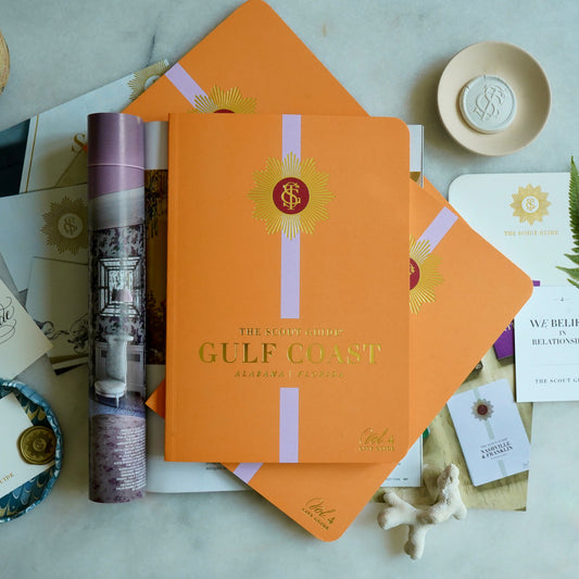The Scout Guide Gulf Coast Volume 4, orange cover with pink stripe, gold foil title and TSG Medallion logo