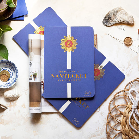 The Scout Guide Nantucket Volume 4, navy blue cover with white stripe, gold foil title and TSG Medallion logo