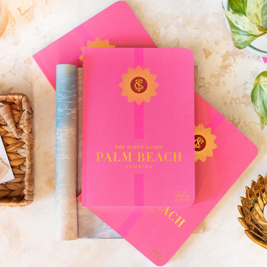 The Scout Guide Palm Beach Volume 13, hot pink cover with dark pink stripe, gold foil title and TSG Medallion logo
