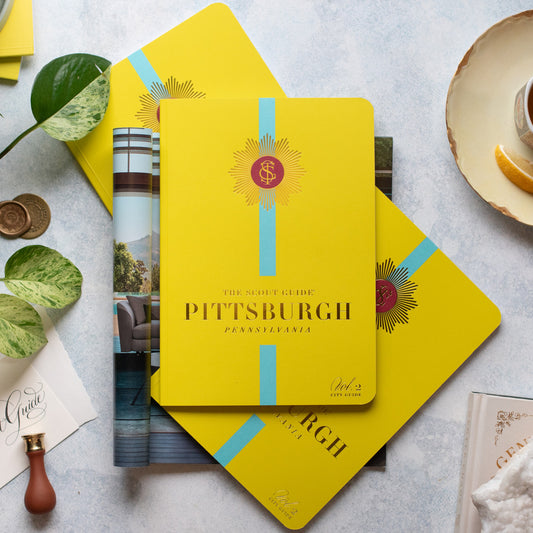 The Scout Guide Pittsburgh, Volume 2, yellow cover with blue stripe, gold foil title and TSG Medallion