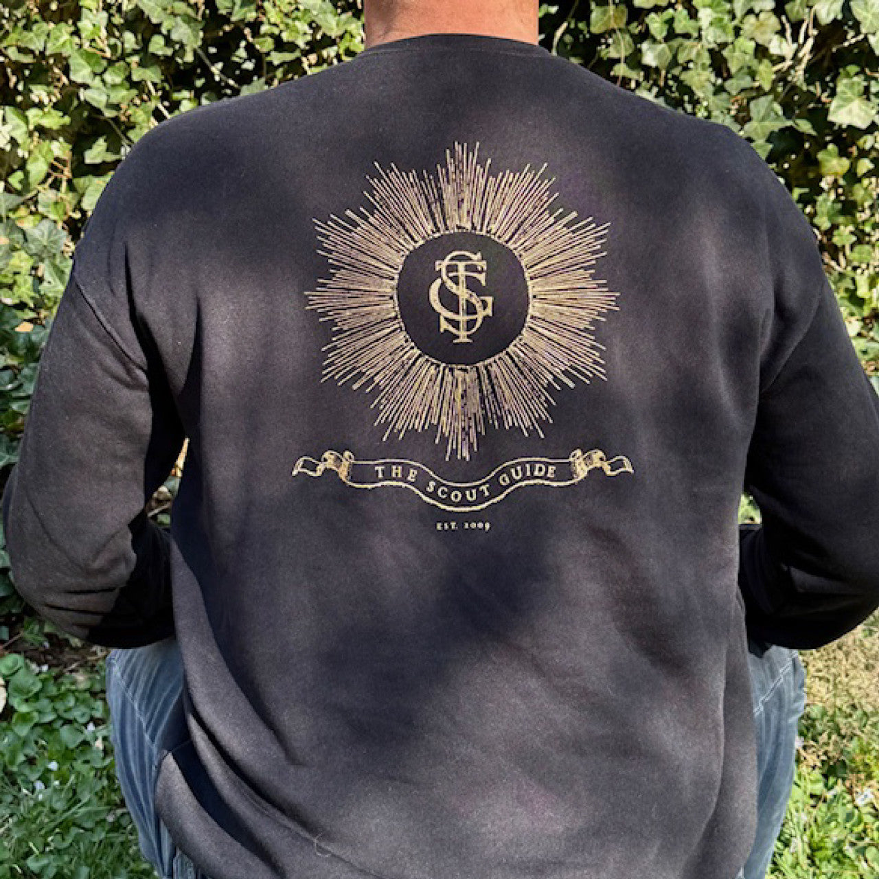 The Scout Guide crewneck in navy, back