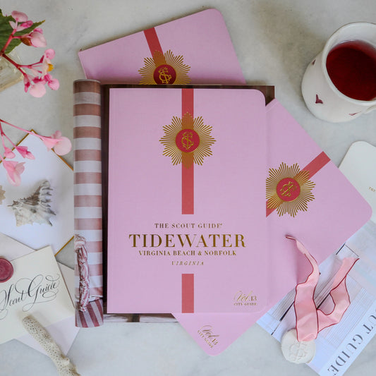 The Scout Guide Tidewater Volume 13, light pink cover with red stripe, gold foil title and TSG Medallion logo