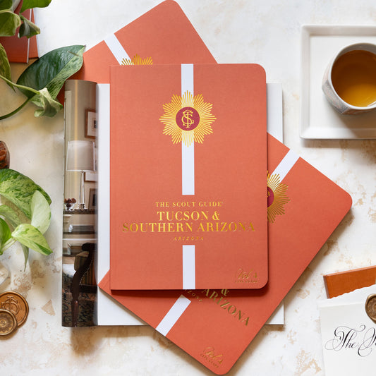 The Scout Guide Tucson & Southern Arizona Volume 3, burnt orange cover with white stripe, gold foil title and TSG Medallion logo