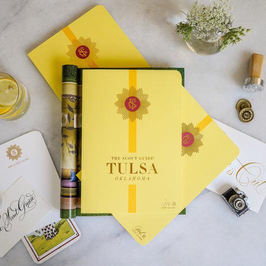 The Scout Guide Tulsa Volume 8, light yellow cover with dark yellow stripe, gold foil title and TSG Medallion logo