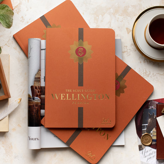 The Scout Guide Wellington Volume 1, burnt orange cover with dark brown stripe, gold foil title and TSG Medallion logo